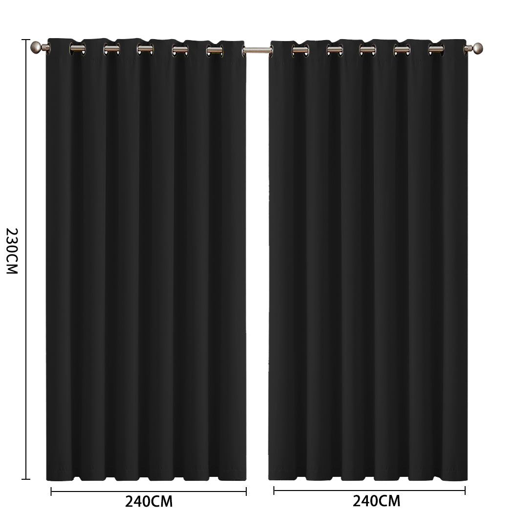 2x Blockout Curtains Panels 3 Layers Black-1942353383788777474