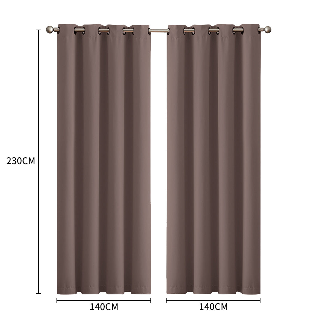 2x Blockout Curtains Panels 3 Layers Taupe-1942353381108617218