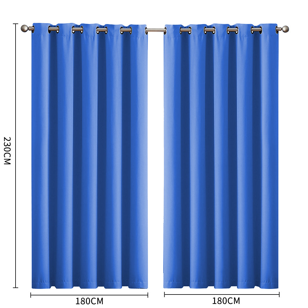 2x Blockout Curtains Panels 3 Layers Blue-1942353381997809666