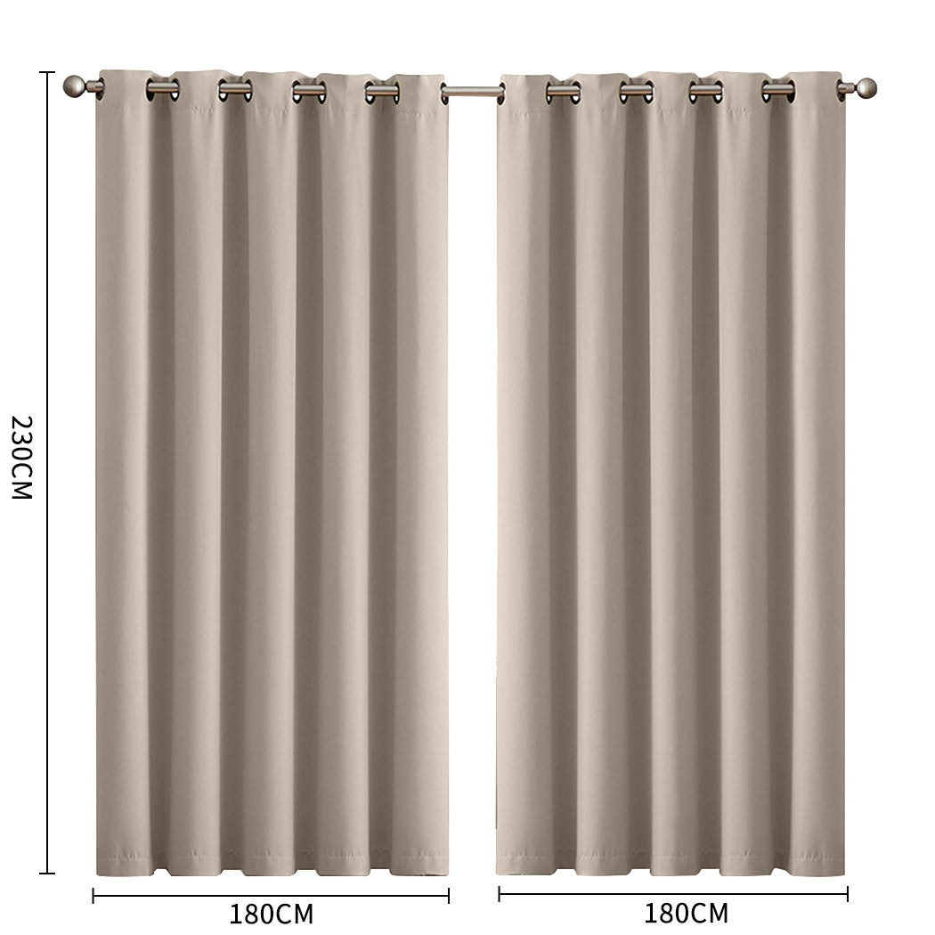 2x Blockout Curtains Panels 3 Layers Beige-1942353381649682434