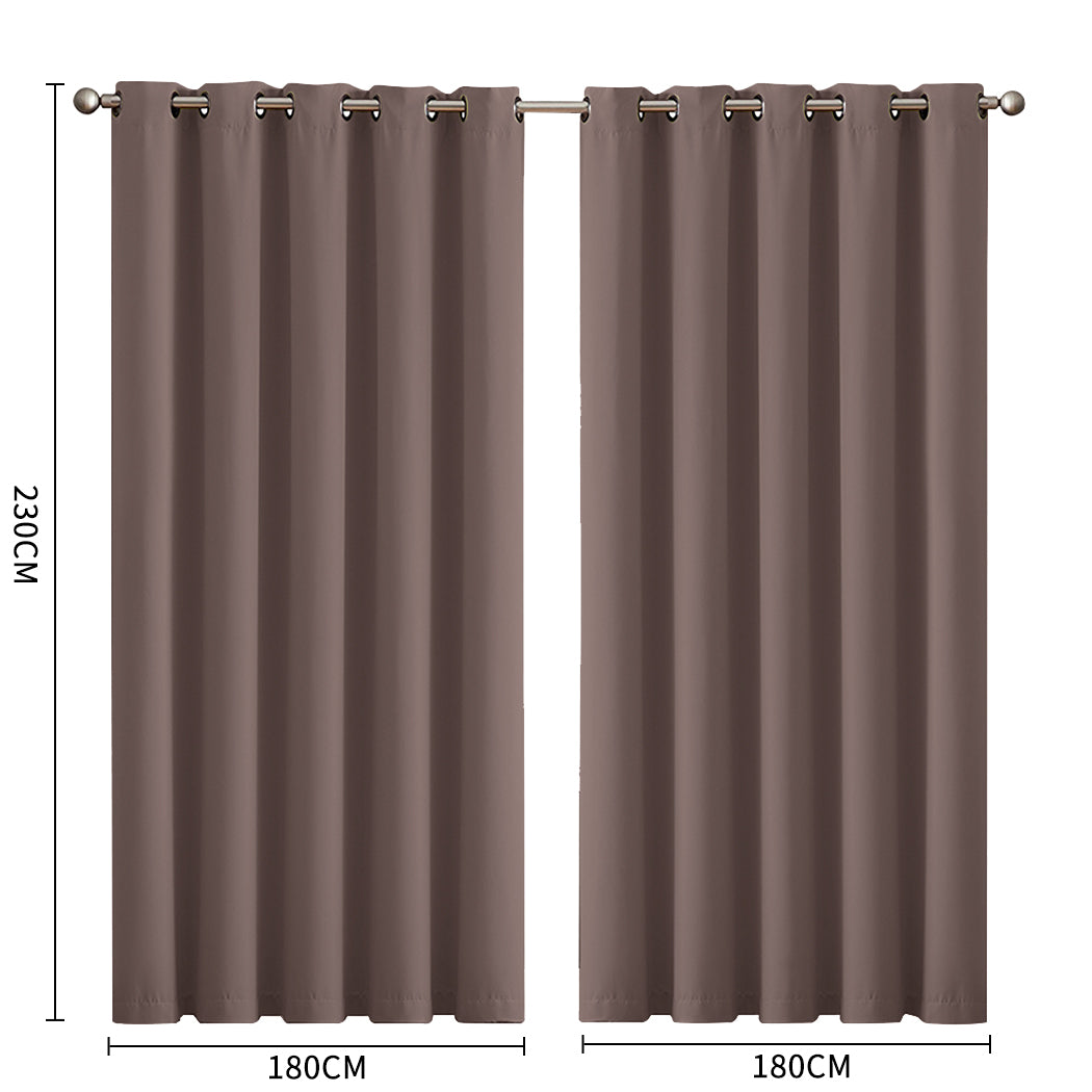 2x Blockout Curtains Panels 3 Layers Taupe-1942353383063162882
