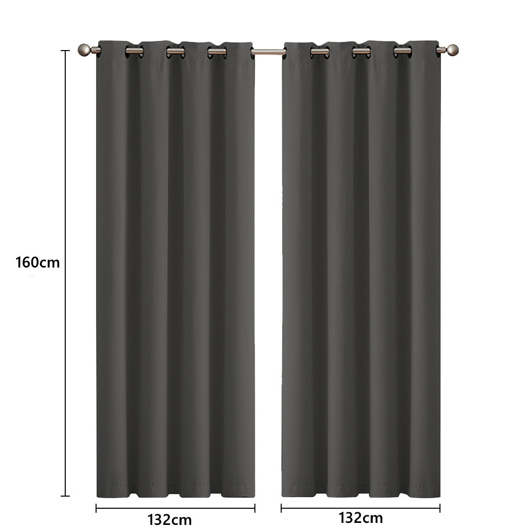 2x Blockout Curtains Panels 3 Layers Charcoal-1942353377551847426