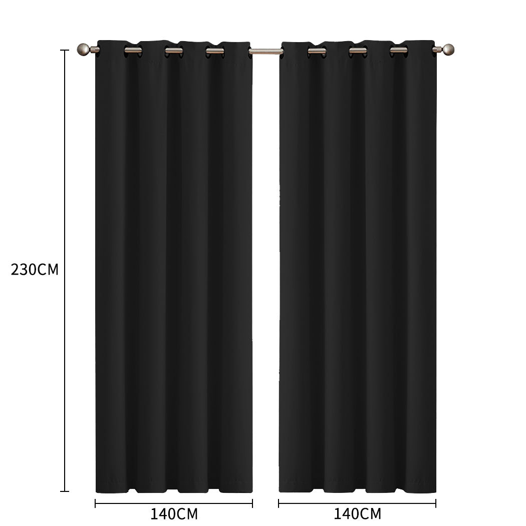 2x Blockout Curtains Panels 3 Layers Black-1942353379707719682