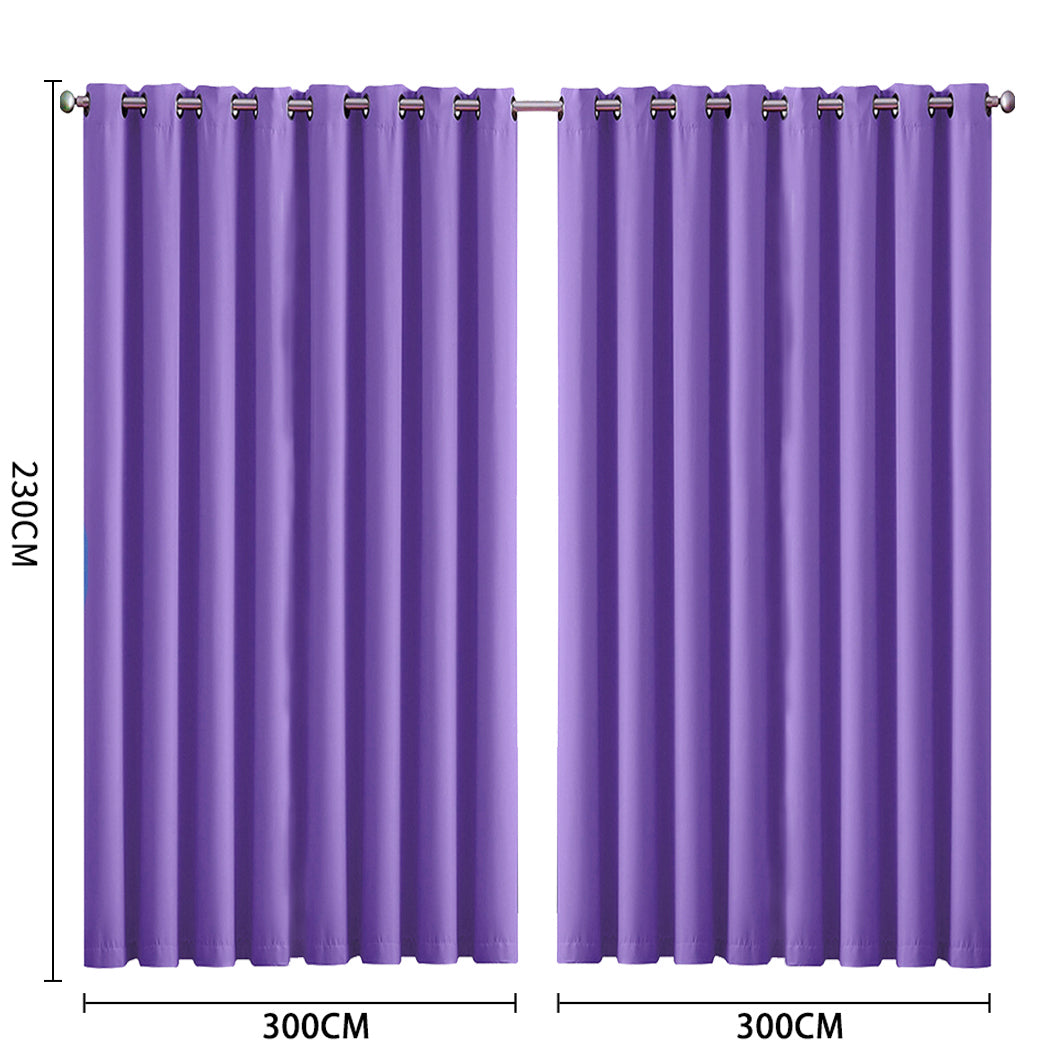 2x Blockout Curtains Panels 3 Layers Purple CD1003-300X230-GY-1942353386418606082
