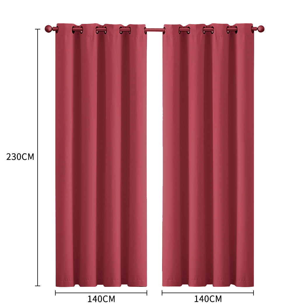 2x Blockout Curtains Panels 3 Layers Burgundy-1942353381276389378