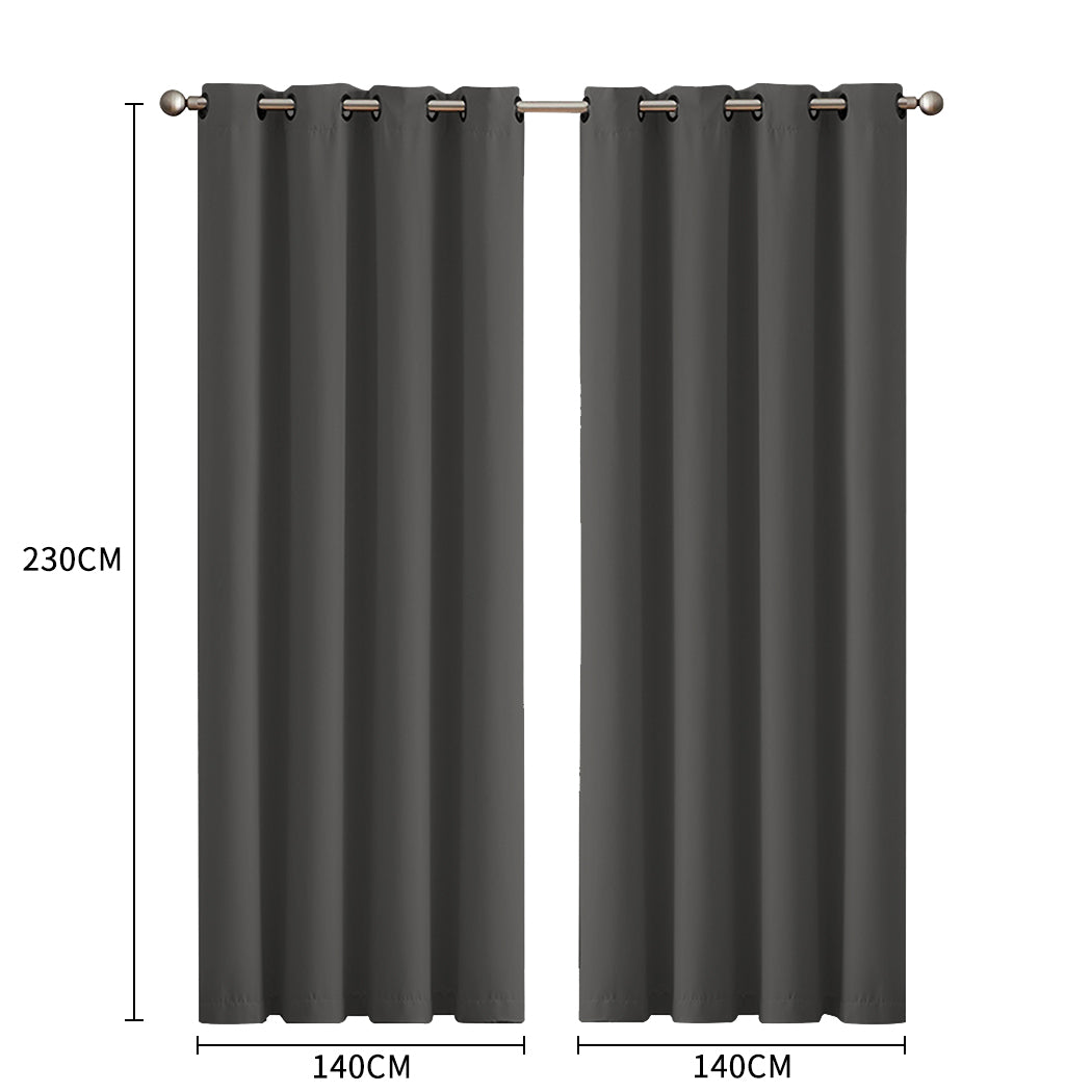 2x Blockout Curtains Panels 3 Layers Charcoal-1942353380051652610