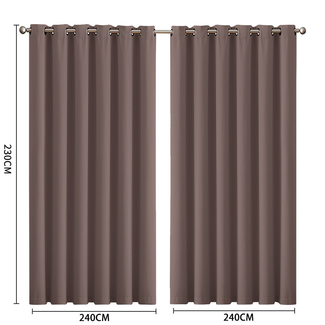 2x Blockout Curtains Panels 3 Layers Taupe-1942353385189675010