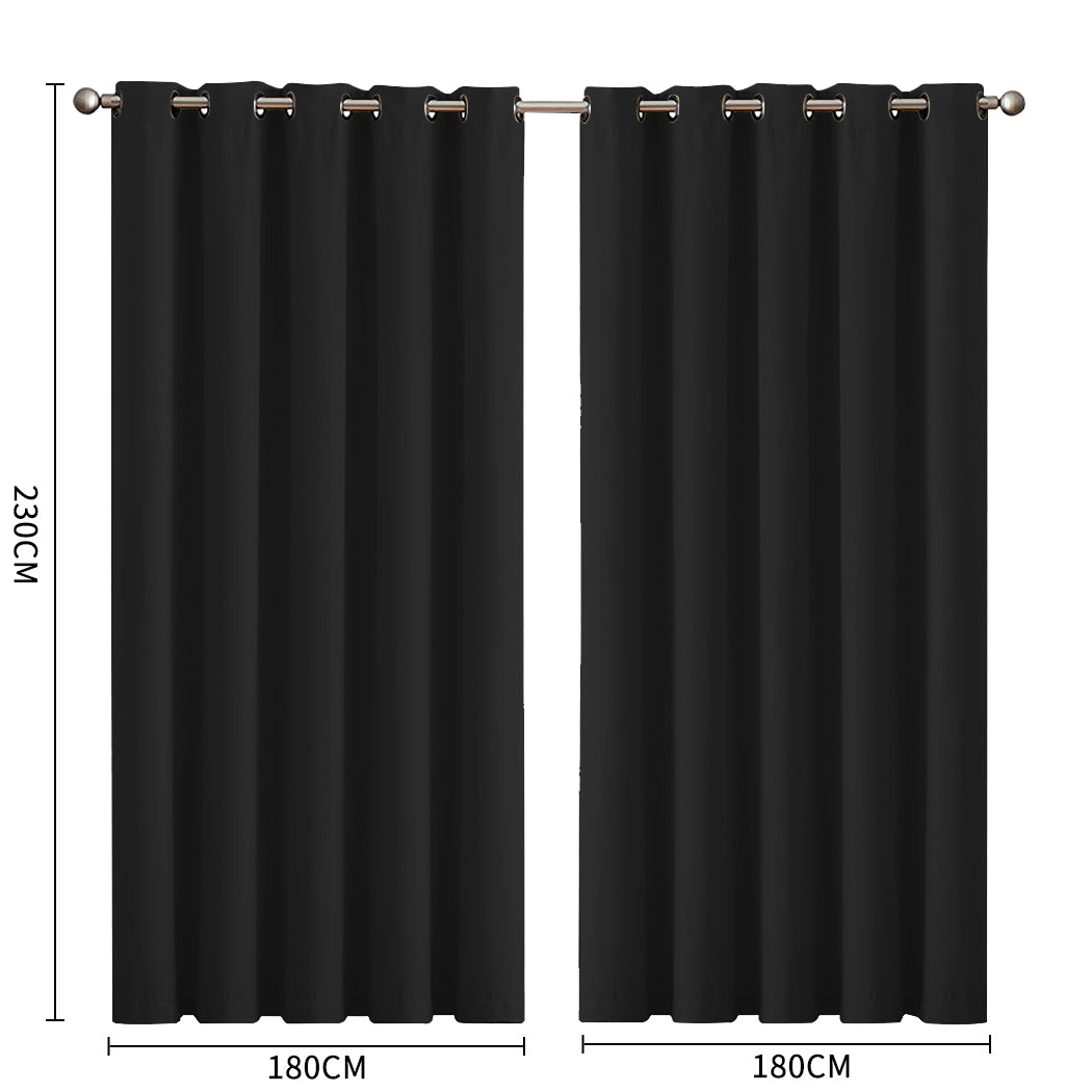 2x Blockout Curtains Panels 3 Layers Black-1942353381817454594