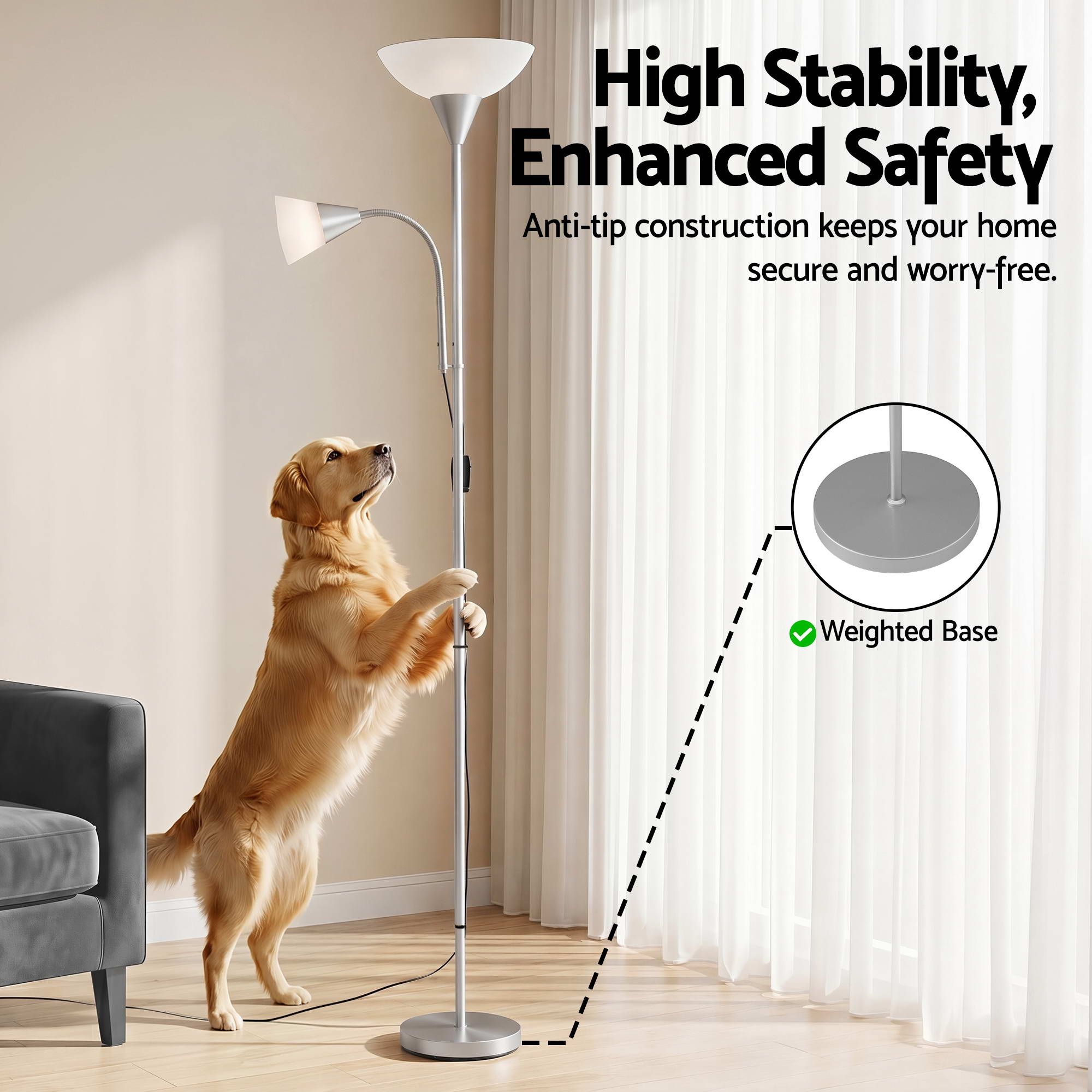 Artiss Floor Lamp Mother and Child Modern Home Living Room Office Reading Silver