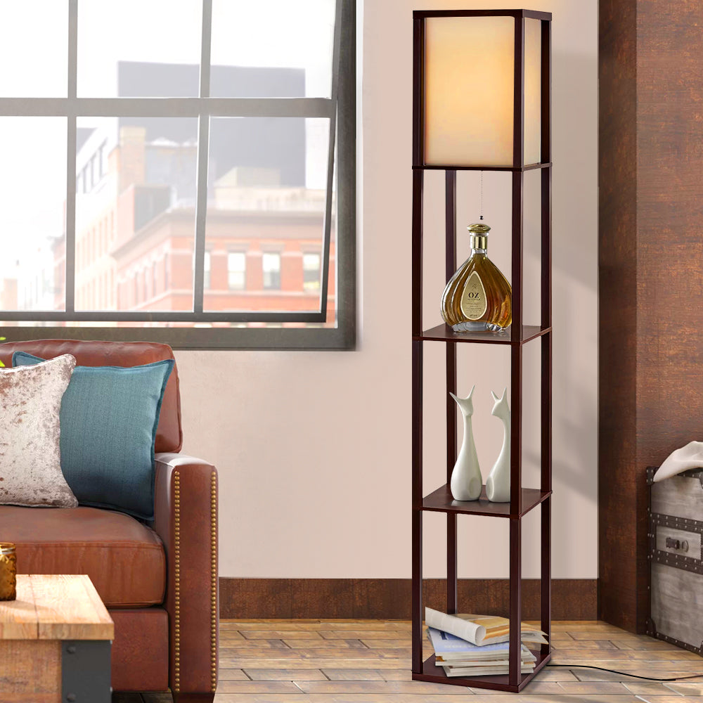 Artiss Floor Lamp 3 Tier Shelf Shelf Storage LED Light Stand Home Room Vintage Black