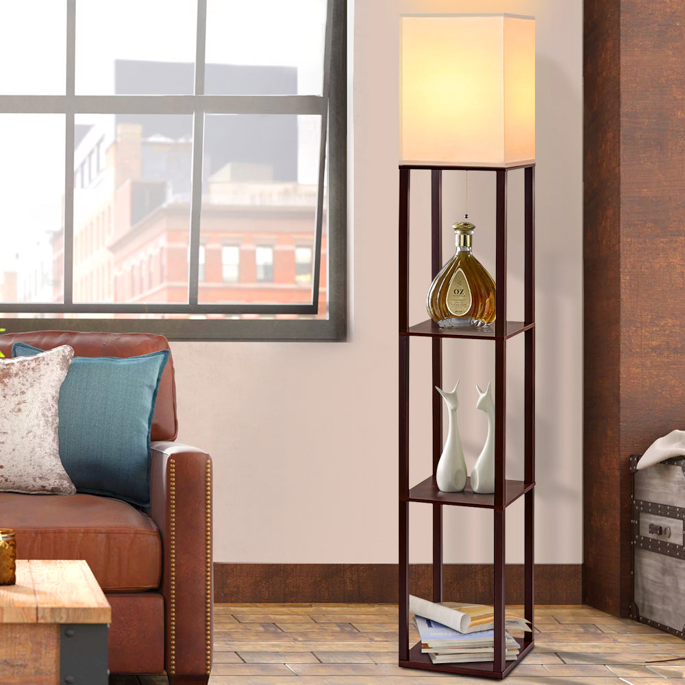 Artiss Floor Lamp 3 Tier Shelf Shelf Storage LED Light Stand Home Room Vintage Black
