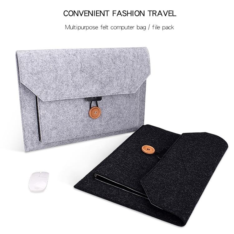 15.4 Inch Grey Felt Laptop Inner Bag With Multi-Purpose Button-1915196556651401220