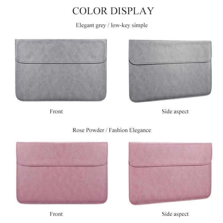 13.3 Inch Laptop Inner Bag With Magnetic Buckle And Small Bag - Pink Leather-1915196536166420483
