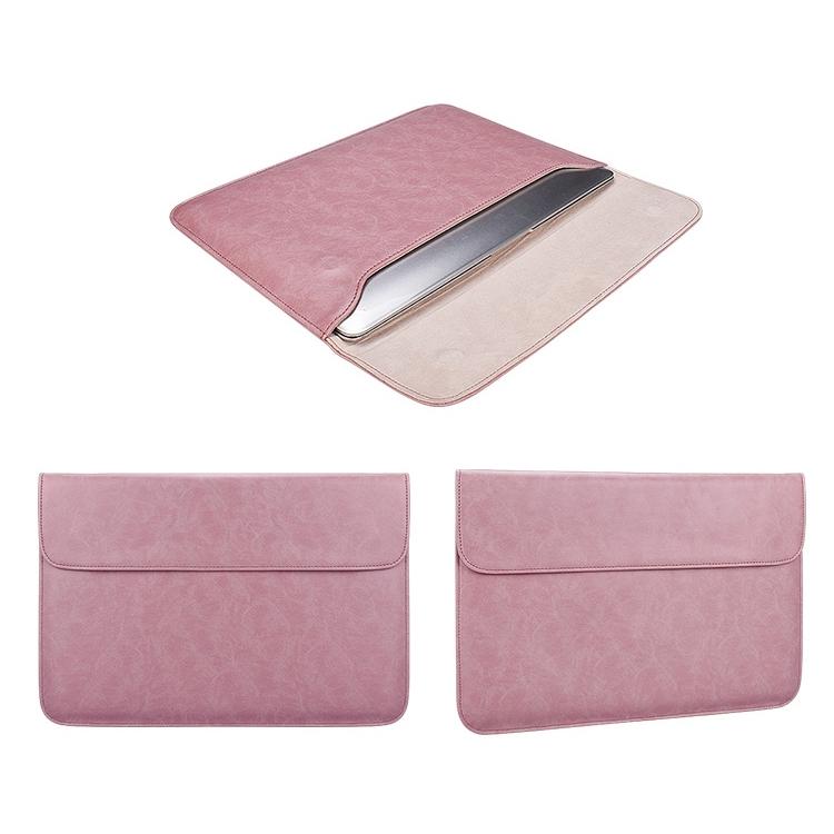 13.3 Inch Laptop Inner Bag With Magnetic Buckle And Small Bag - Pink Leather-1915196536166420484