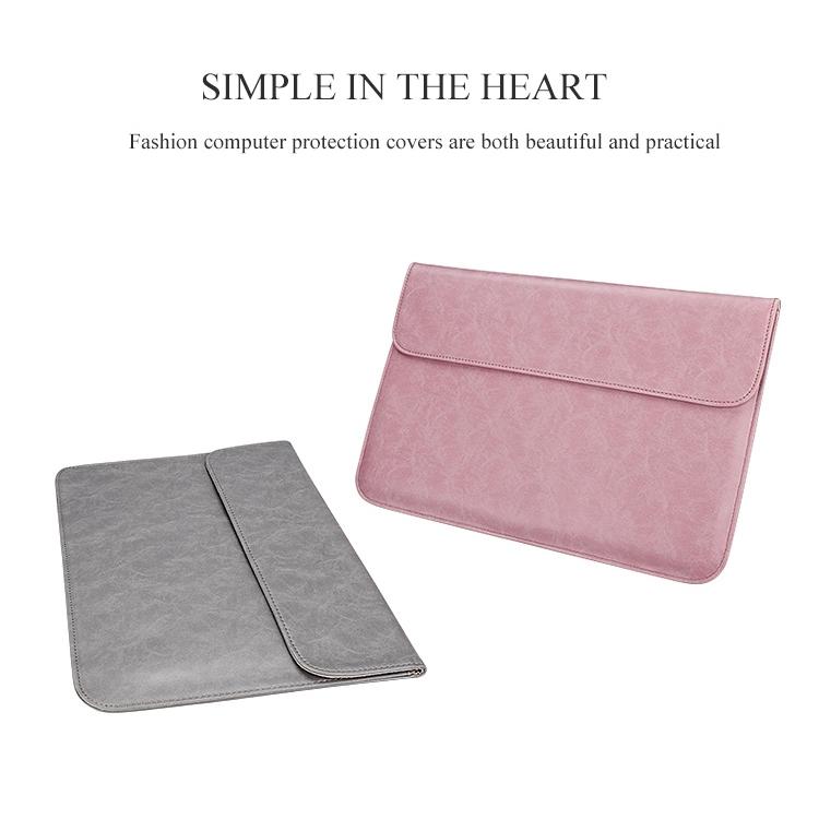 13.3 Inch Laptop Inner Bag With Magnetic Buckle And Small Bag - Pink Leather-1915196536166420485