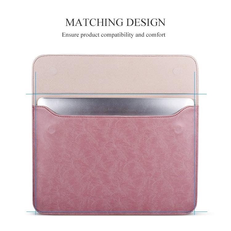 13.3 Inch Laptop Inner Bag With Magnetic Buckle And Small Bag - Pink Leather-1915196536166420486