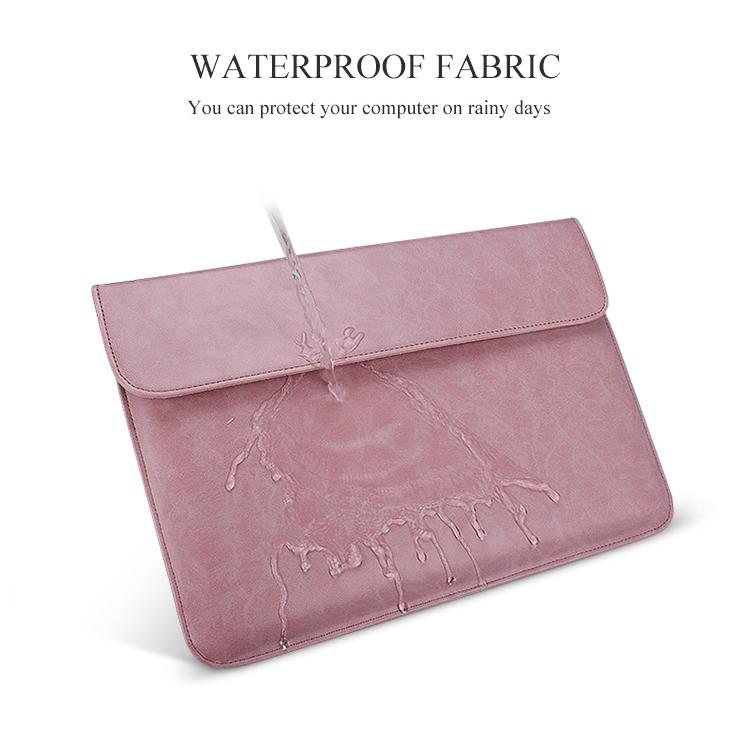 13.3 Inch Laptop Inner Bag With Magnetic Buckle And Small Bag - Pink Leather-1915196536166420487