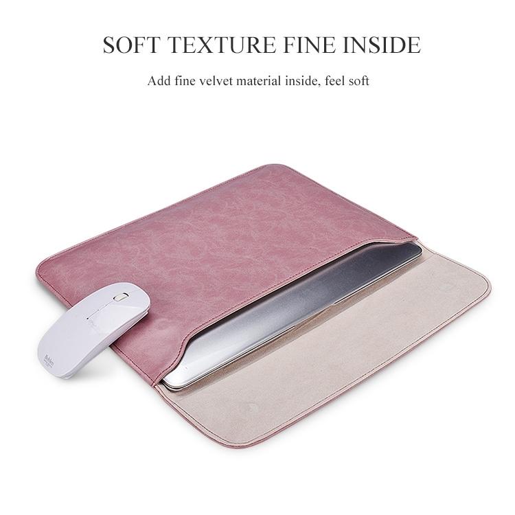 13.3 Inch Laptop Inner Bag With Magnetic Buckle And Small Bag - Pink Leather-1915196536166420488