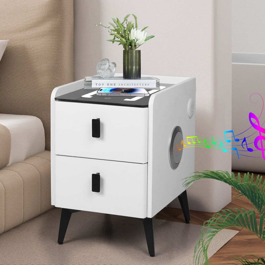 Levede Bedside Table LED Lights Drawers Storage-1937319786799304711