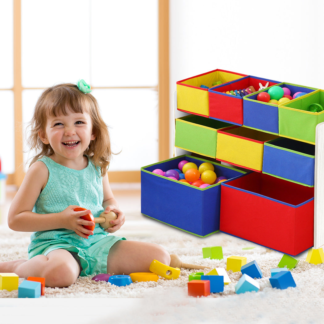 Levede Kids Toy Box 9 Bins Storage Rack White-1917016718413271046