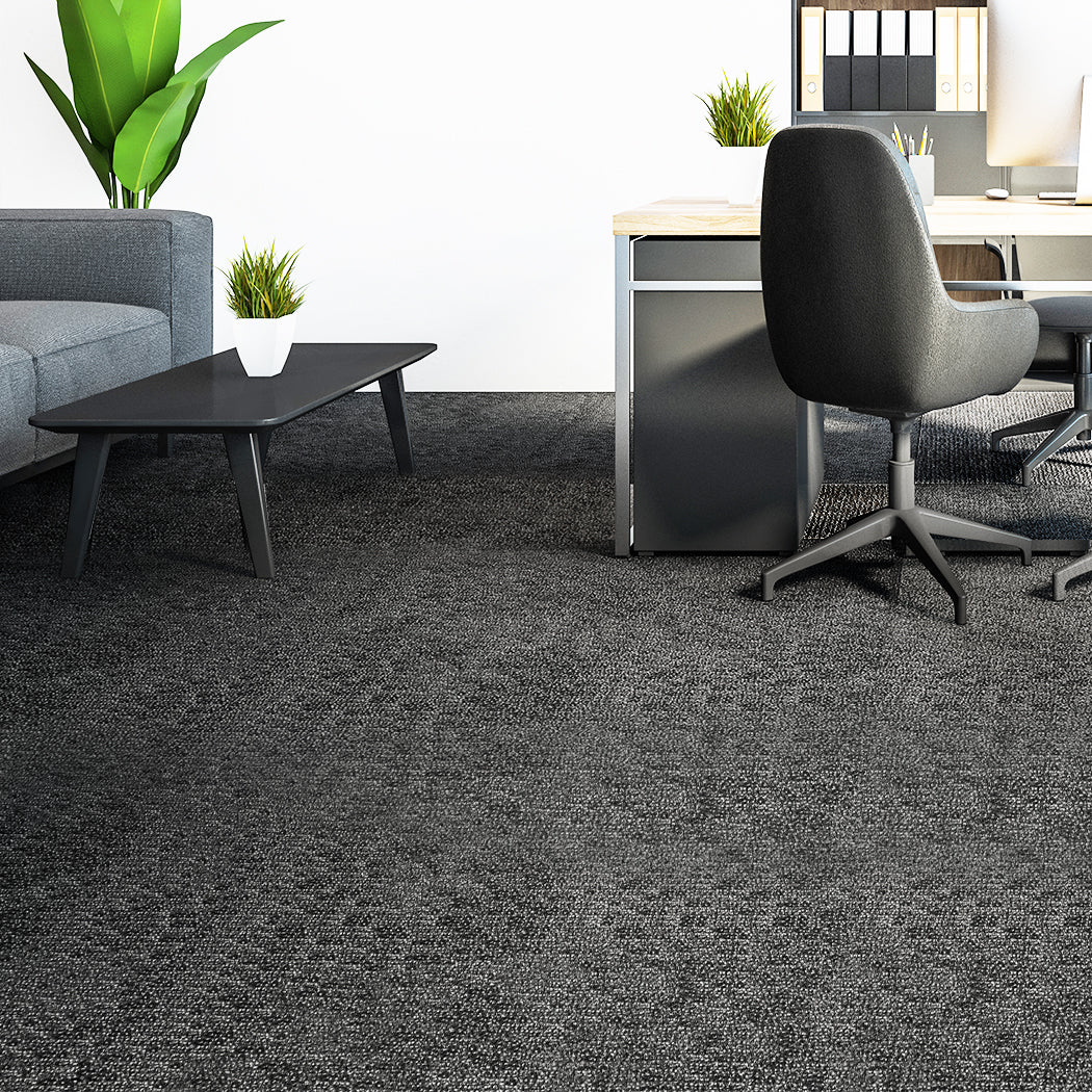 Marlow 20x Carpet Tiles 5m2 Box Heavy Black-1942353165873713159