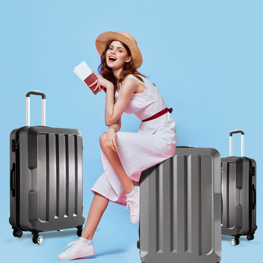 Slimbridge 20"24"28" 3PC Luggage Sets Dark Grey-1942352927985373190