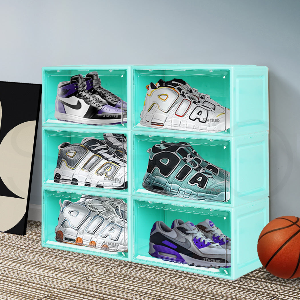 Stacked 6x Sneaker Display Case Shoe Cyan-1942352815502528518