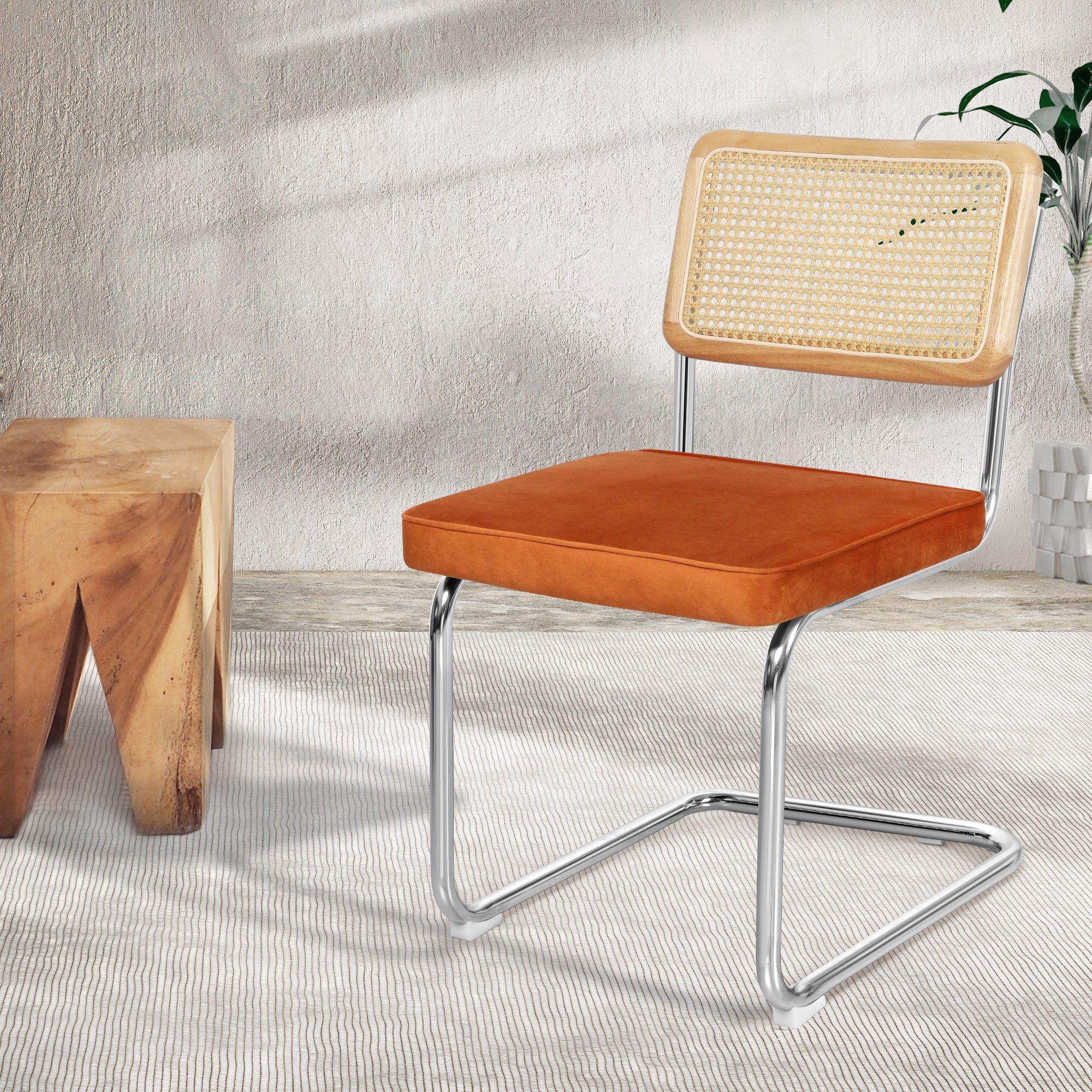 Levede 2xRattan Chair Dining Chairs Orange-1937319839869833222