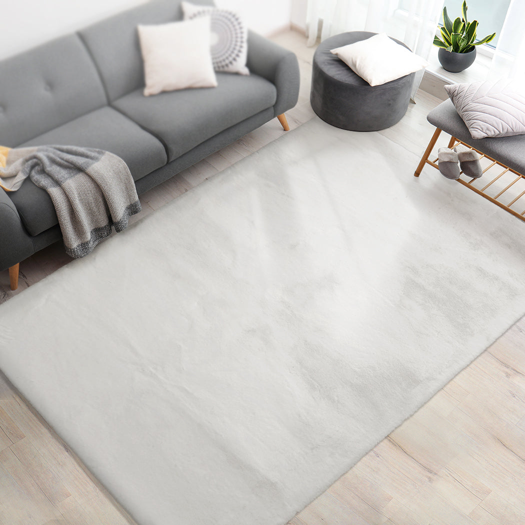 Marlow Floor Rugs Area Rug Fluffy Faux 140X200CM White-1942353171619909639