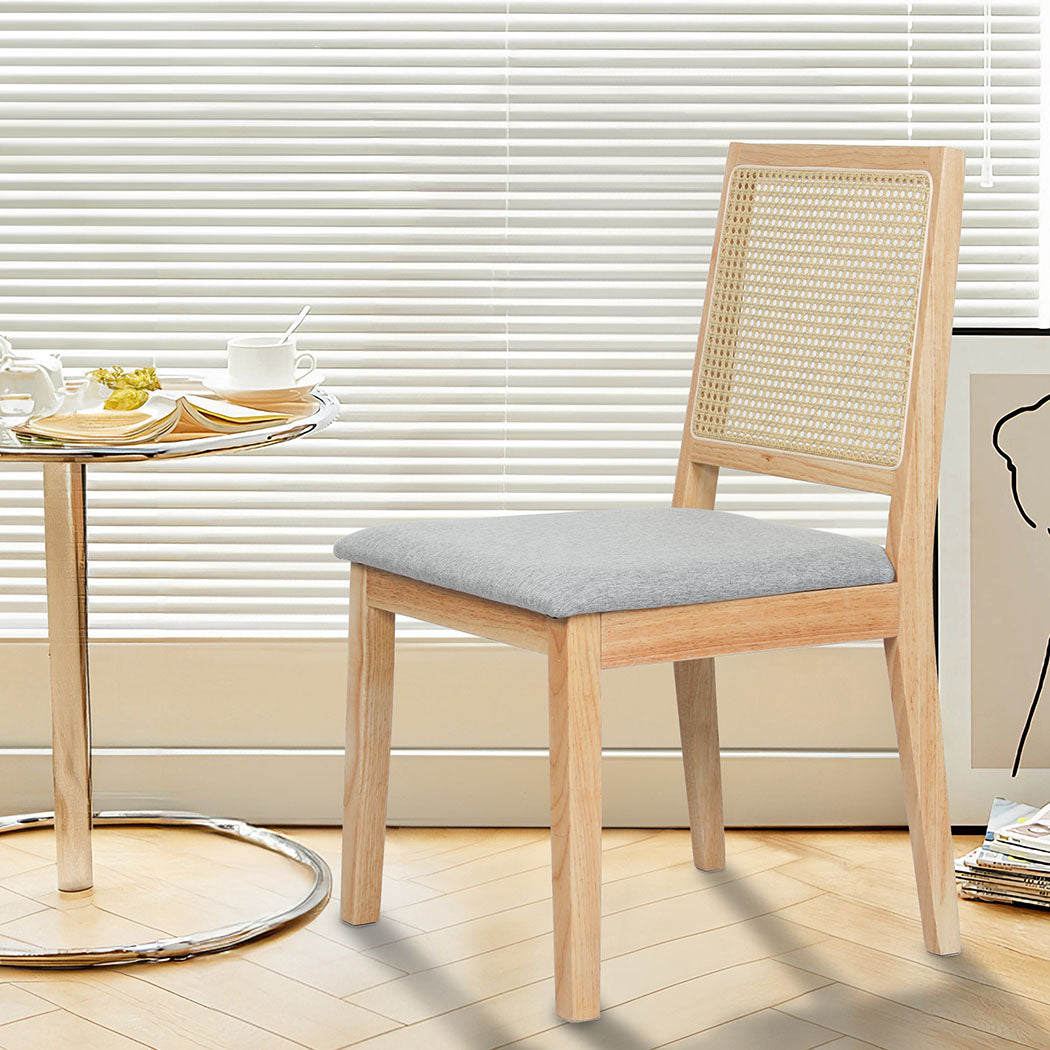 Levede 2x Rattan Dining Chair Solid Wood Lounge-1937319813655433222