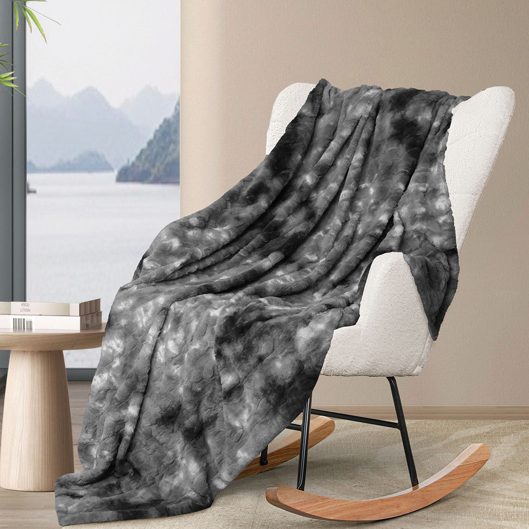 Dreamz Luxury Tie-dyed Blanket Grey 127cm x 152cm-1942353604589522951