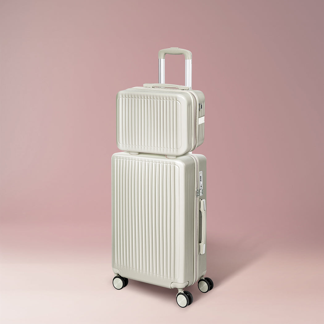 Slimbridge Luggage Suitcase Trolley White 2pc 14"+20"-1942352947509858310