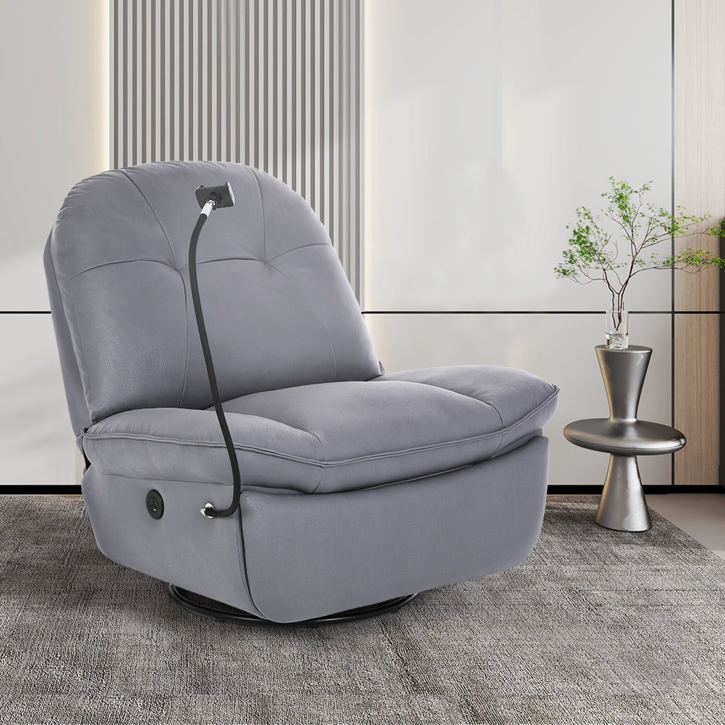Levede Electric Chair Recliner Swivel Grey-1910112923443924998