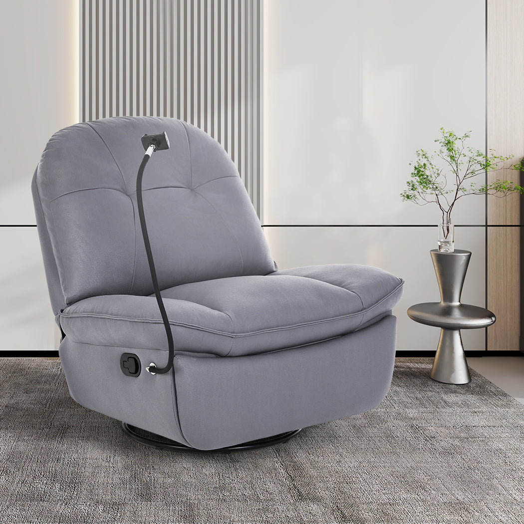 Levede Recliner Chair Lounge 360?Swivel Black-1910112923305512967