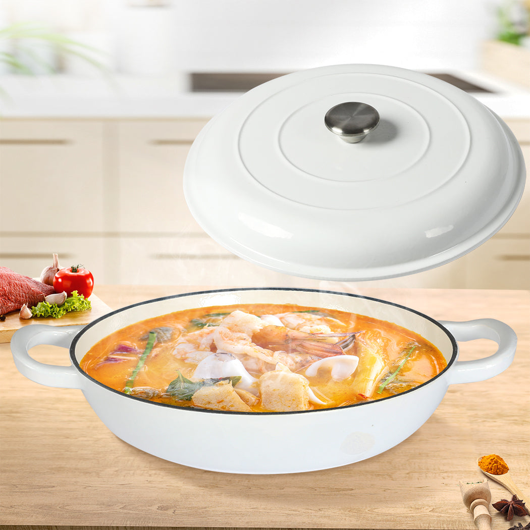 TOQUE 3.5L Enamel Dutch Oven Pan in White Colour-1942352919689039878
