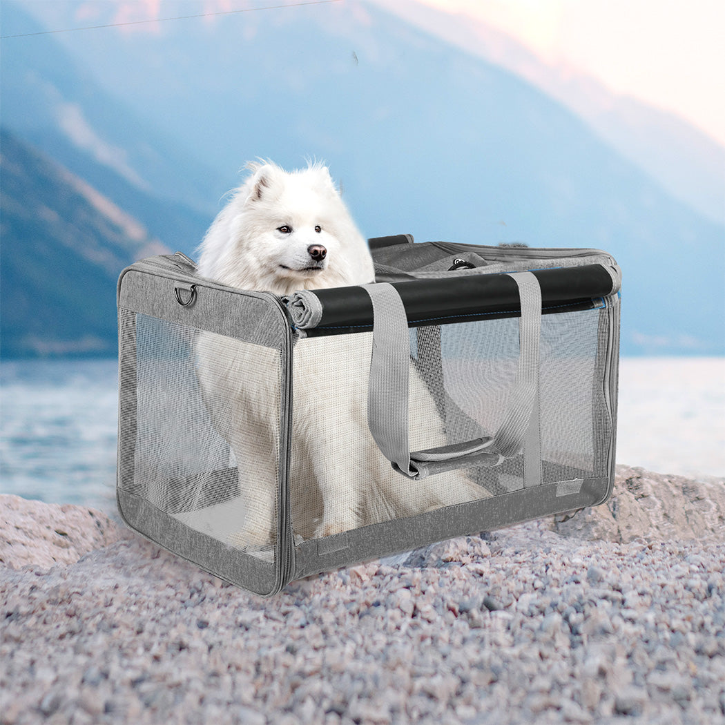 Pawz 3 in 1 Pet Soft Crate Dog Cat Carrier XL Size Grey-1942353704543981574