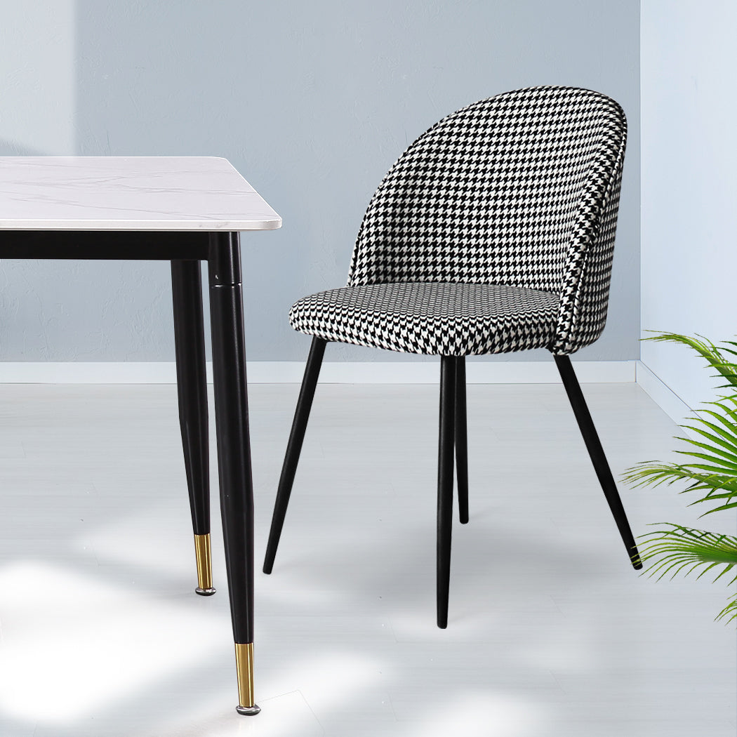 Levede 2x Dining Chairs Kitchen Cafe Black and White-1910113282824474630
