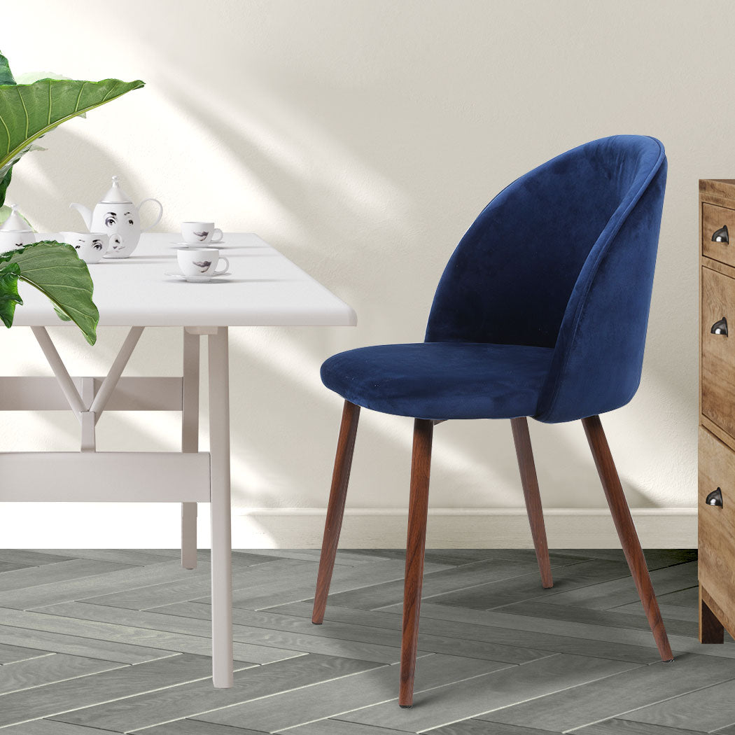 Levede 2x Dining Chairs Seat French Navy-1910113283160018950