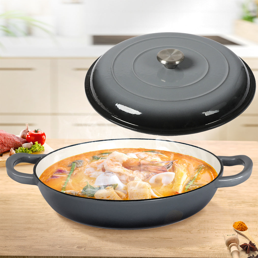 3.5L Enamel Dutch Oven Pan in Black Colour-1942352919340912646
