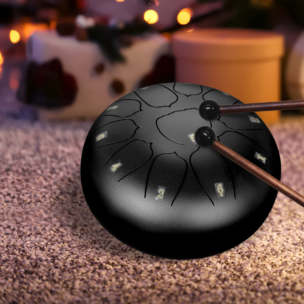 Steel Tongue Drum 10 Inch 11 Notes Hand Black-1942353157103423494
