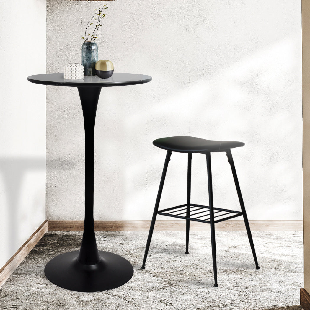 Levede 2x Round Bar Table Pub Tables Black-1910113299010293766