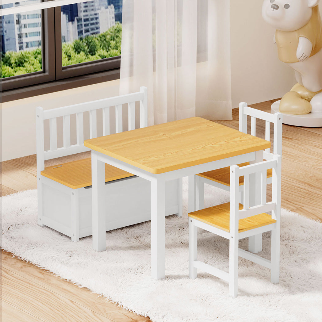 Bopeep Kids Table and Chairs Set Wooden Study Play 4PCS-1919892815270252550