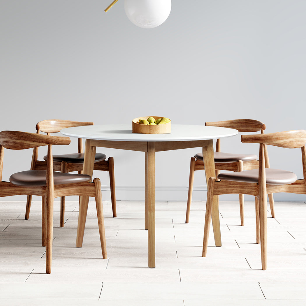 Levede Dining Table Round Rubberwood Base 120cm White 120 CM-1910113303879880710