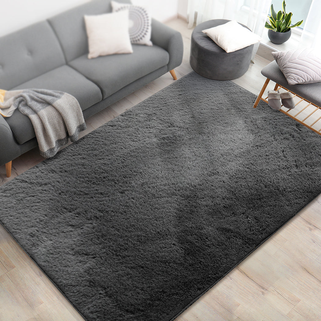 Marlow Floor Rugs Area Rug Fluffy Faux 140X200CM Grey-1942353171452137479