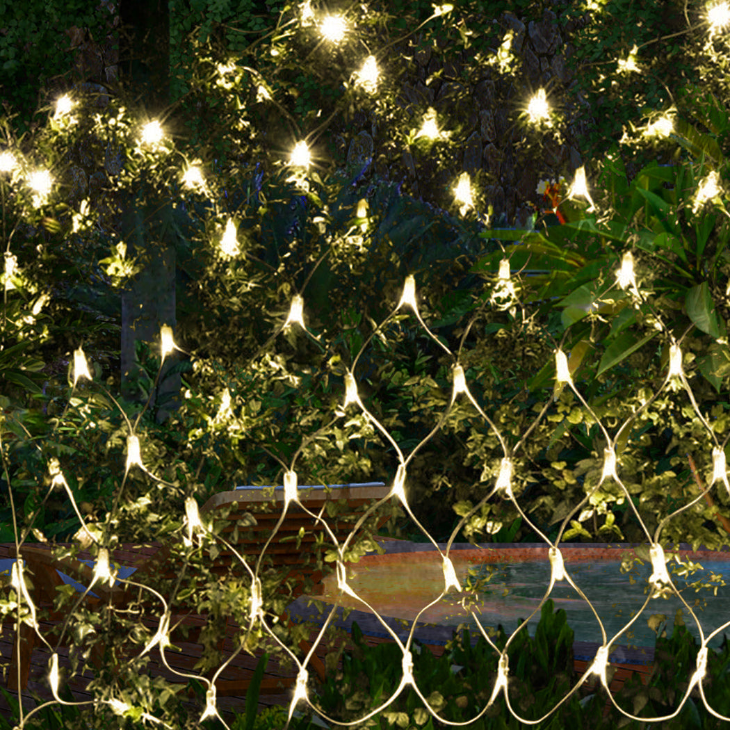 320LED Fairy Lights Net Mesh Curtain Warm white-1942353050505187334