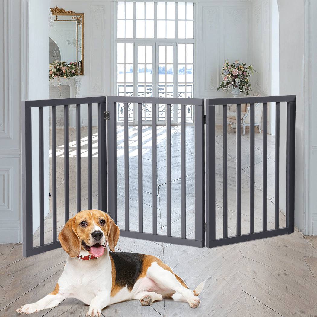 Wooden Pet Gate Dog Fence Retractable Grey 2000x 3MM-1942353079924035590
