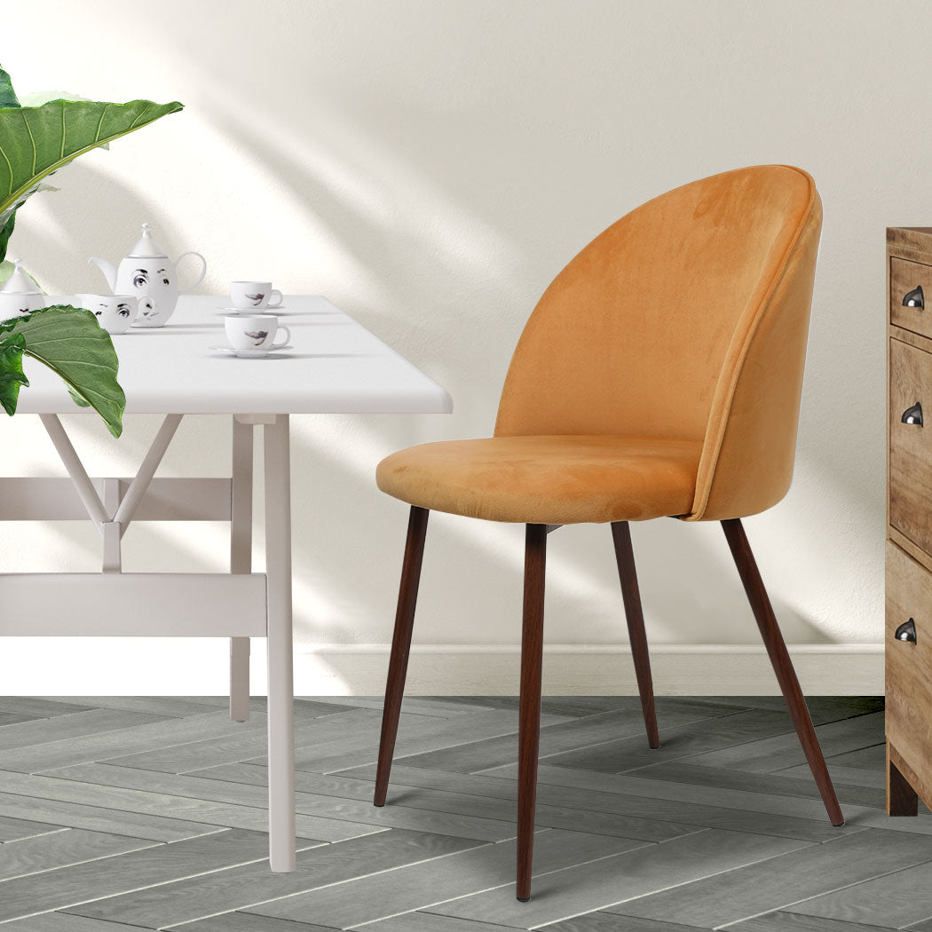 Levede 2x Dining Chairs Seat French Mustard-1910113282996441094