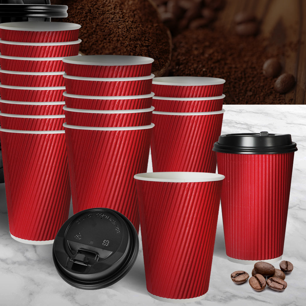 1000 Pcs 8oz Disposable Takeaway Coffee Red-1942353276599144454