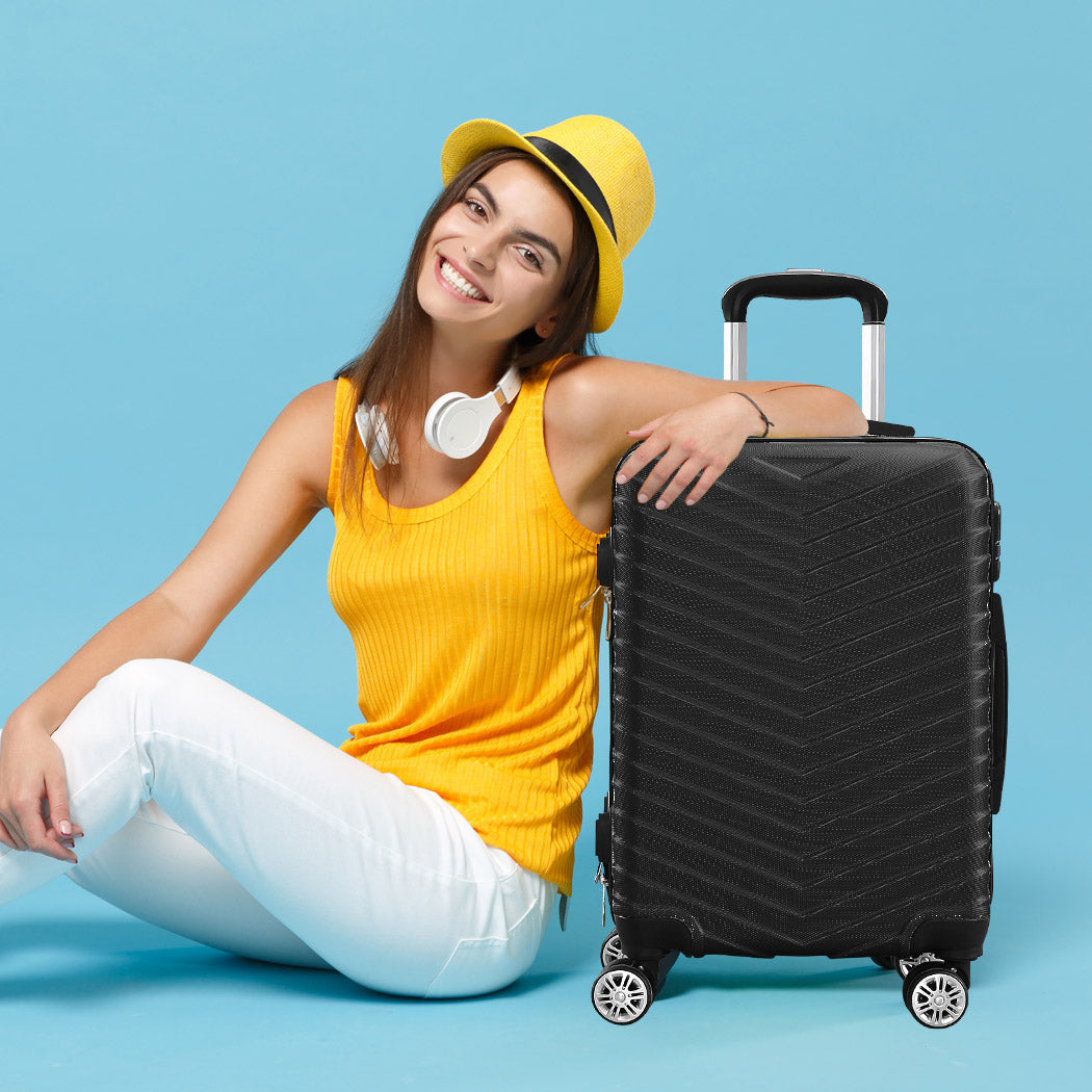 Slimbridge 20" Carry On Travel Luggage Black 20 inch-1942352930258685958