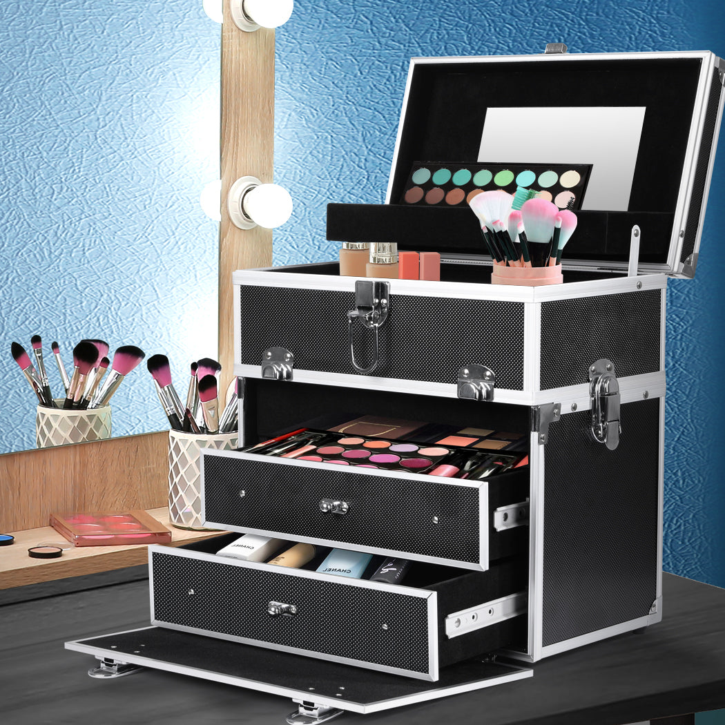 Makeup Cosmetic Case Portable Organizer Black-1942353178544705542